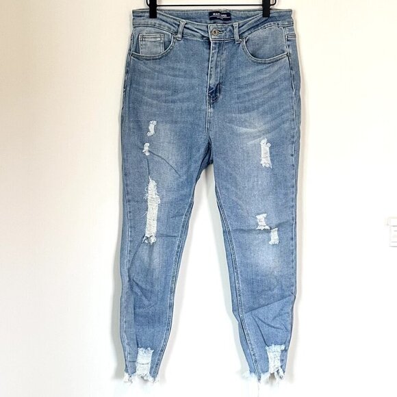 Wax Jean Distressed Ripped Light Wash Skinny Jean - Size 11 / 30 - Picture 2 of 8